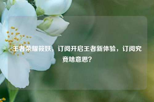 王者荣耀筱妖，订阅开启王者新体验，订阅究竟啥意思？